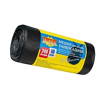 Мешки для мусора 240 л, черные, в рулоне 10 шт., ПНД 40 мкм, 1250х1000 мм, Крепак, 4607075710153 в Ухте