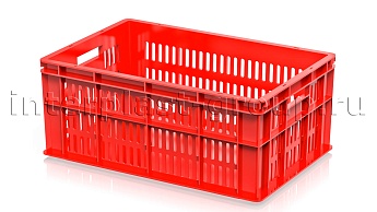 Ящик для молока, мяса, овощей и фруктов большая перфорация дно сплошное красный в Ухте