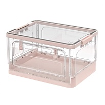 Ящик пластиковый складной прозрачный коричневый, дно розовое,490х360х280 мм, с колесиками в Ухте