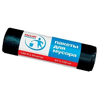 Мешки для мусора 160 л, черные, в рулоне 20 шт., ПВД, 30 мкм, 1200х870 мм, PACLAN Professional, 604082 в Ухте
