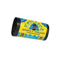 Мешки для мусора 20 л, с ушками, черные, в рулоне 30 шт., ПНД, 10 мкм, 550х440 мм, Крепакоф, 4607075710405 в Ухте Мешки для мусора 20 л, с ушками, черные, в рулоне 30 шт., ПНД, 10 мкм, 550х440 мм, Крепакоф, 4607075710405 в Ухте