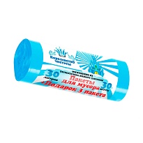 Мешки для мусора 30 л, голубые, в рулоне 30 шт. + 3 пакета в подарок, ПНД, 5 мкм, 560х480 мм, Королевство Чистоты, МК3964 (ПЭКЧ-30-30г) в Ухте