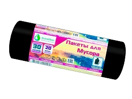Мешки для мусора 30 л, черные, в рулоне 20 шт., ПНД, 7 мкм, 600х500 мм, MIRPACK Classik, 302040 в Ухте