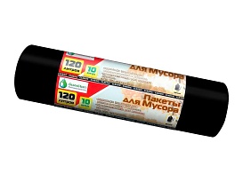 Мешки для мусора 120 л, черные, в рулоне 10 шт., ПНД, 12 мкм, 1100х700 мм, MIRPACK Classik, 1201011 в Ухте