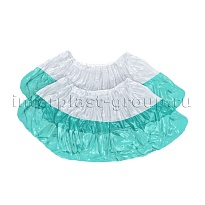 Бахилы бело-бирюзовые 1000 шт (500 пар), 48 мкм, двойная подошва, с одной резинкой, Эконом+ в Ухте