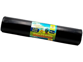 Мешки для мусора 200 л, ароматизированные, черные, в рулоне 10 шт., ПВД, 100 мкм, 1200х800 мм, Добрыня, Dob20010black в Ухте