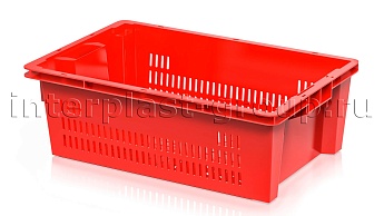 Ящик универсальный для овощей, фруктов и хлеба перфорированный красный в Ухте Ящик универсальный для овощей, фруктов и хлеба перфорированный красный в Ухте