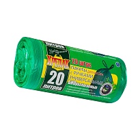 Мешки для мусора 20 л, биоразлагаемые, с ручками, черные, в рулоне 30 шт., ПНД, 10 мкм, 550х440 мм, Крепак, 4607075710047 в Ухте