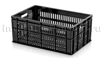 Ящик для молока, мяса, овощей и фруктов большая перфорация дно перфорированное черный в Ухте Ящик для молока, мяса, овощей и фруктов большая перфорация дно перфорированное черный в Ухте