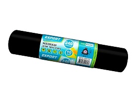 Мешки для мусора 240 л, черные, в рулоне 10 шт., ПВД 80 мкм, 1300х930 мм, EXPORT, exp 24010167 в Ухте