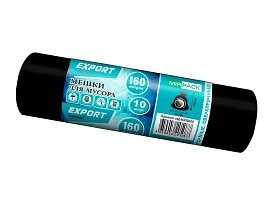 Мешки для мусора 160 л, ароматизированные, черные, в рулоне 10 шт., ПВД, 80 мкм, 1100х930 мм, EXPORT, exp16010142 в Ухте