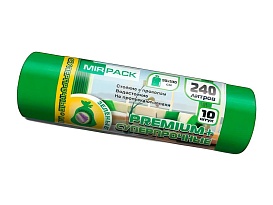 Мешки для мусора 240 л, ароматизированные, зеленые, в рулоне 10 шт., ПВД 45 мкм, 1300х930 мм, PREMIUM+, 240108301 в Ухте Мешки для мусора 240 л, ароматизированные, зеленые, в рулоне 10 шт., ПВД 45 мкм, 1300х930 мм, PREMIUM+, 240108301 в Ухте