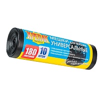 Мешки для мусора 180 л, черные, в рулоне 10 шт., ПНД, 20 мкм, 1150х800 мм, Крепак, 4607075710481 в Ухте