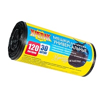Мешки для мусора 120 л, черные, в рулоне 30 шт., ПНД, 15 мкм, 1100х700 мм, Крепак, 4607075710122 в Ухте