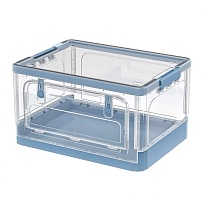 Ящик пластиковый складной прозрачный, дно синее, 490х360х280 мм, с колесиками в Ухте