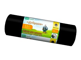 Мешки для мусора 180 л, ароматизированные, черные, в рулоне 10 шт., ПВД, 100 мкм, 1100х930 мм, Добрыня, Dob18010black в Ухте